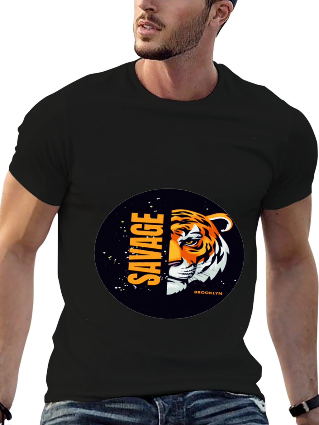 Savage Brooklyn Tiger Graphic Tee - Black