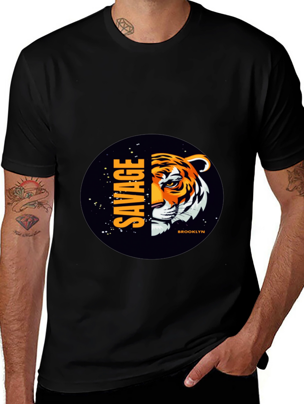 Savage Brooklyn Tiger Graphic Tee - Black
