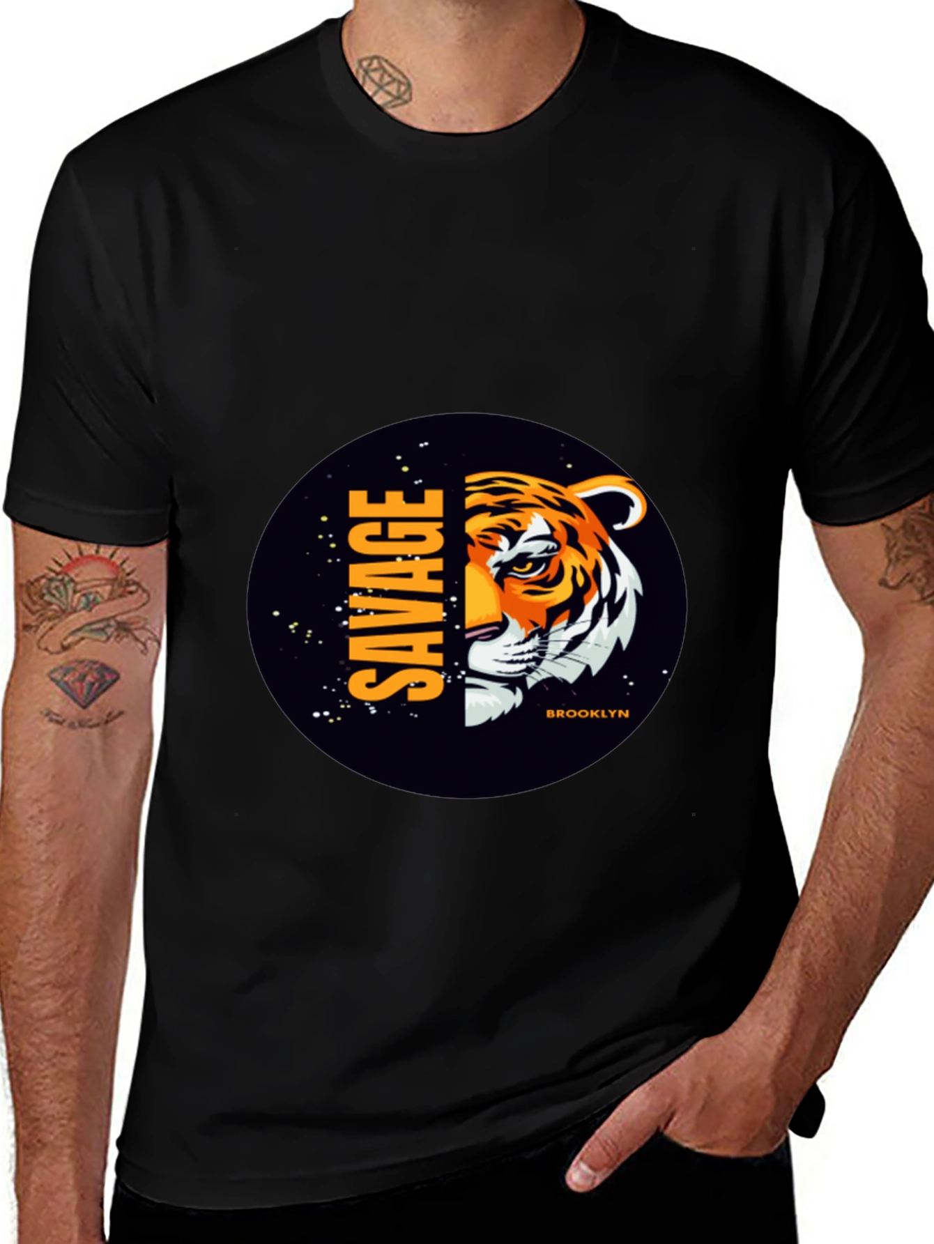 Savage Brooklyn Tiger Graphic Tee - Black