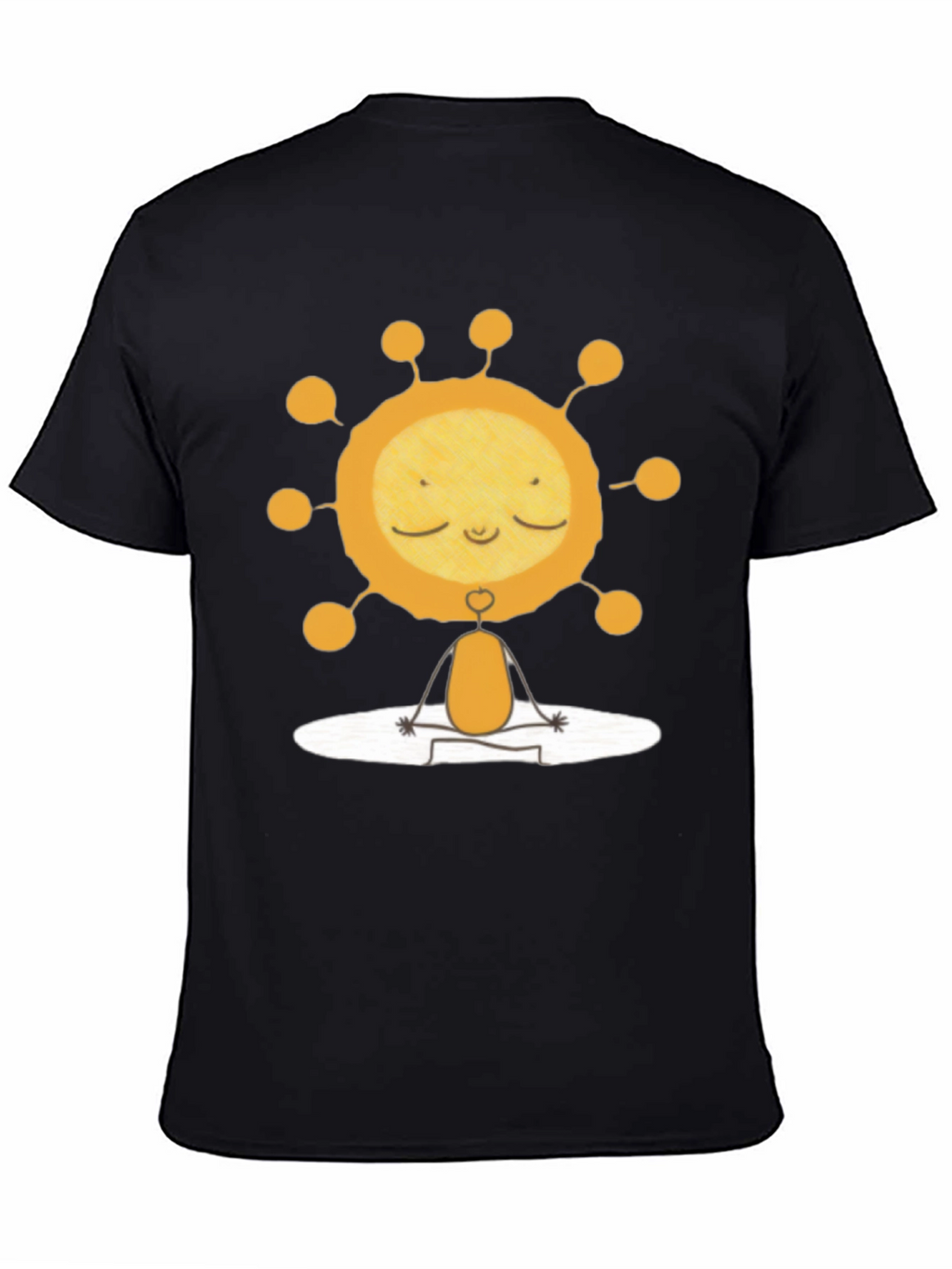 Meditating Sun Graphic Tee - Black Cotton T-Shirt