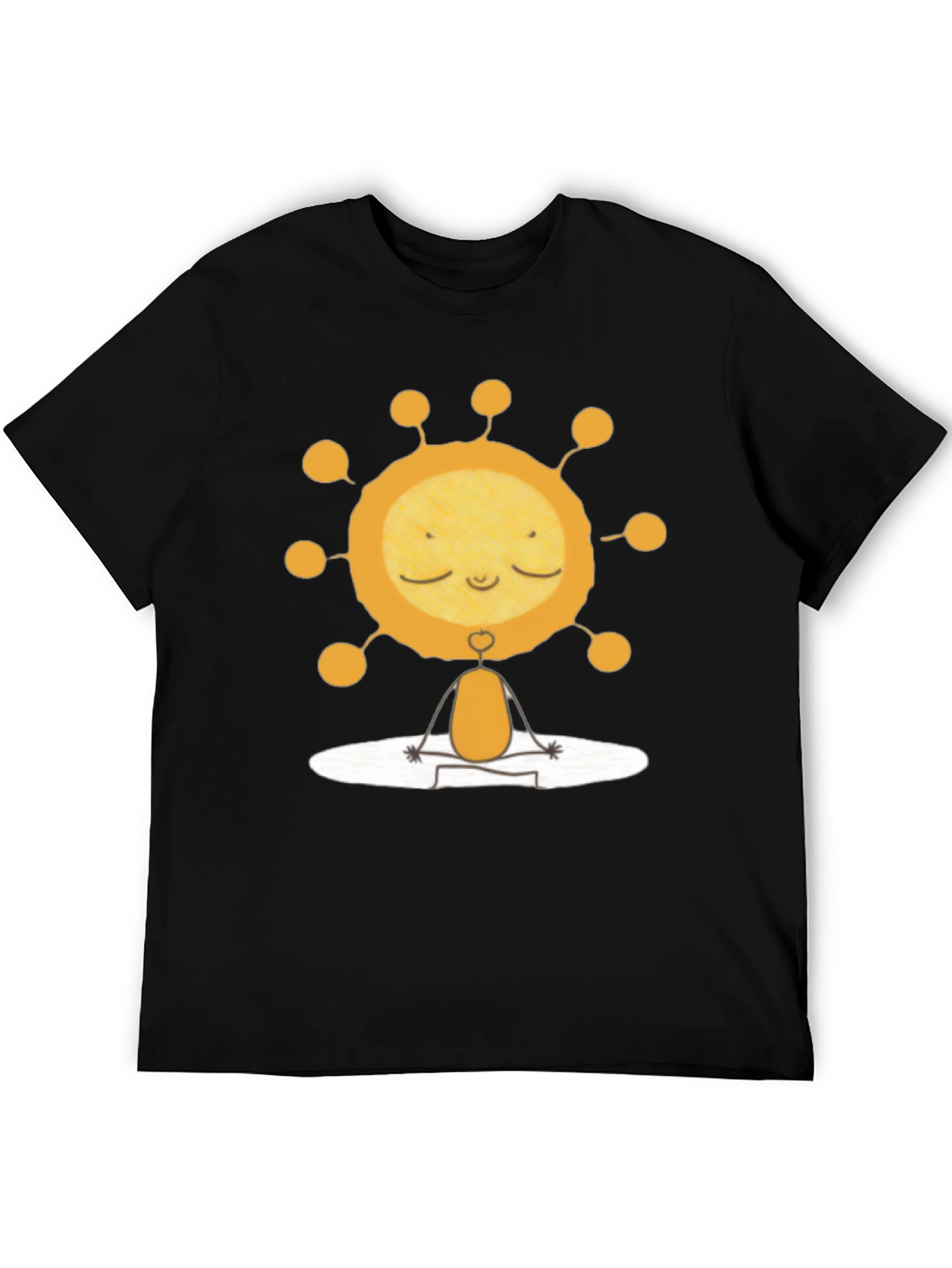 Meditating Sun Graphic Tee - Black Cotton T-Shirt