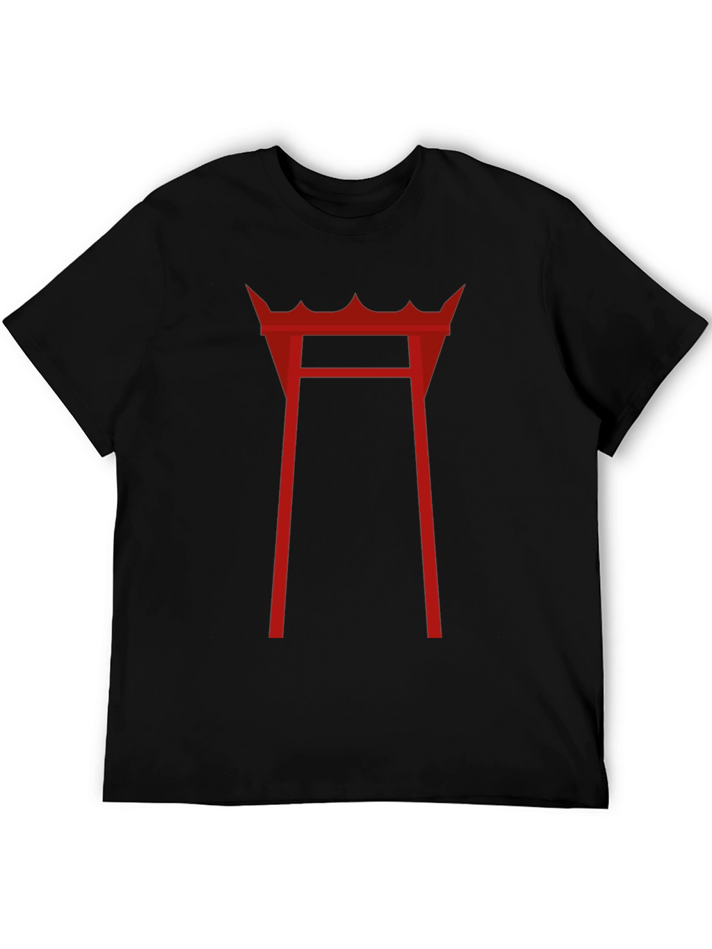 Red Torii Gate Graphic T-Shirt - Black