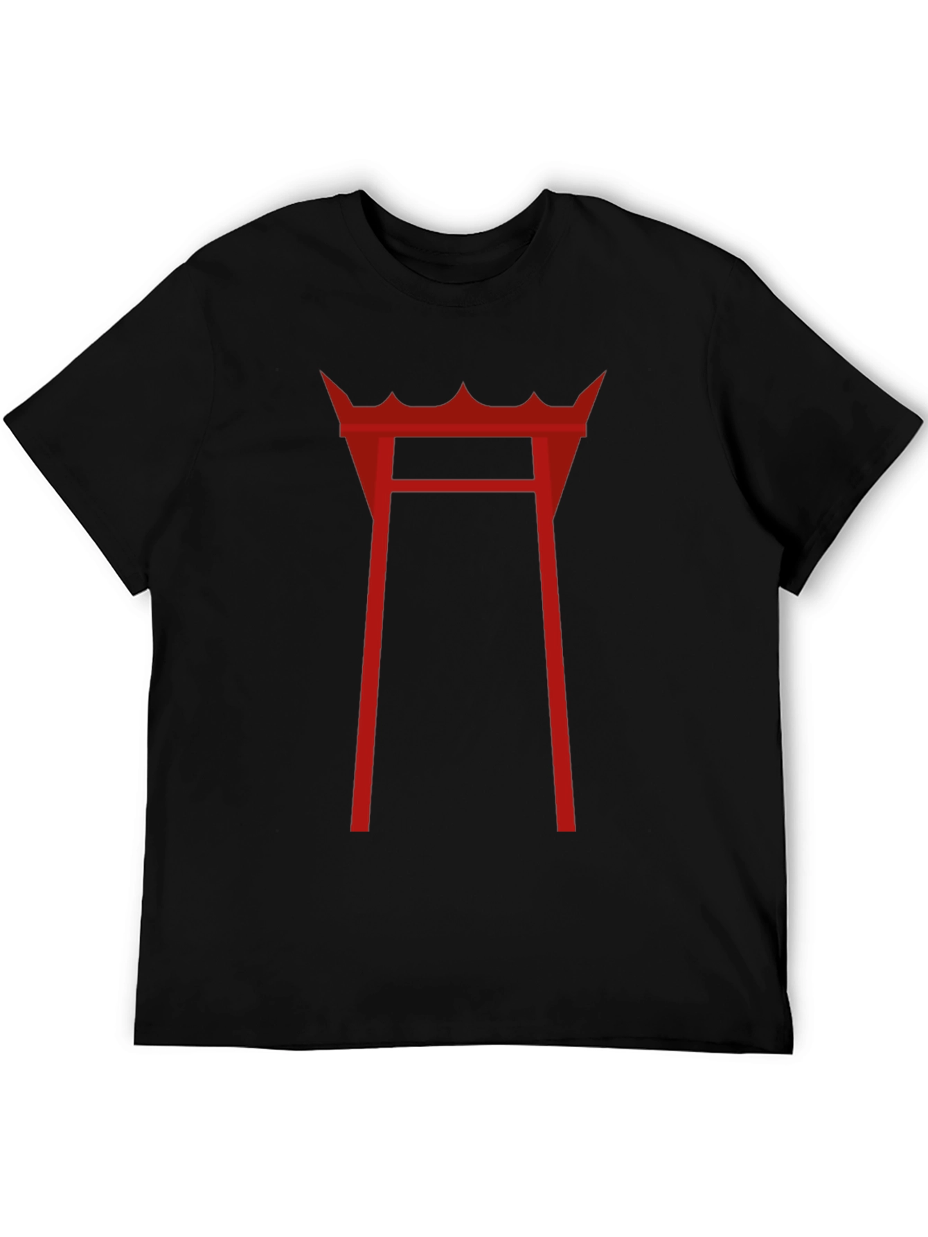 Red Torii Gate Graphic T-Shirt - Black