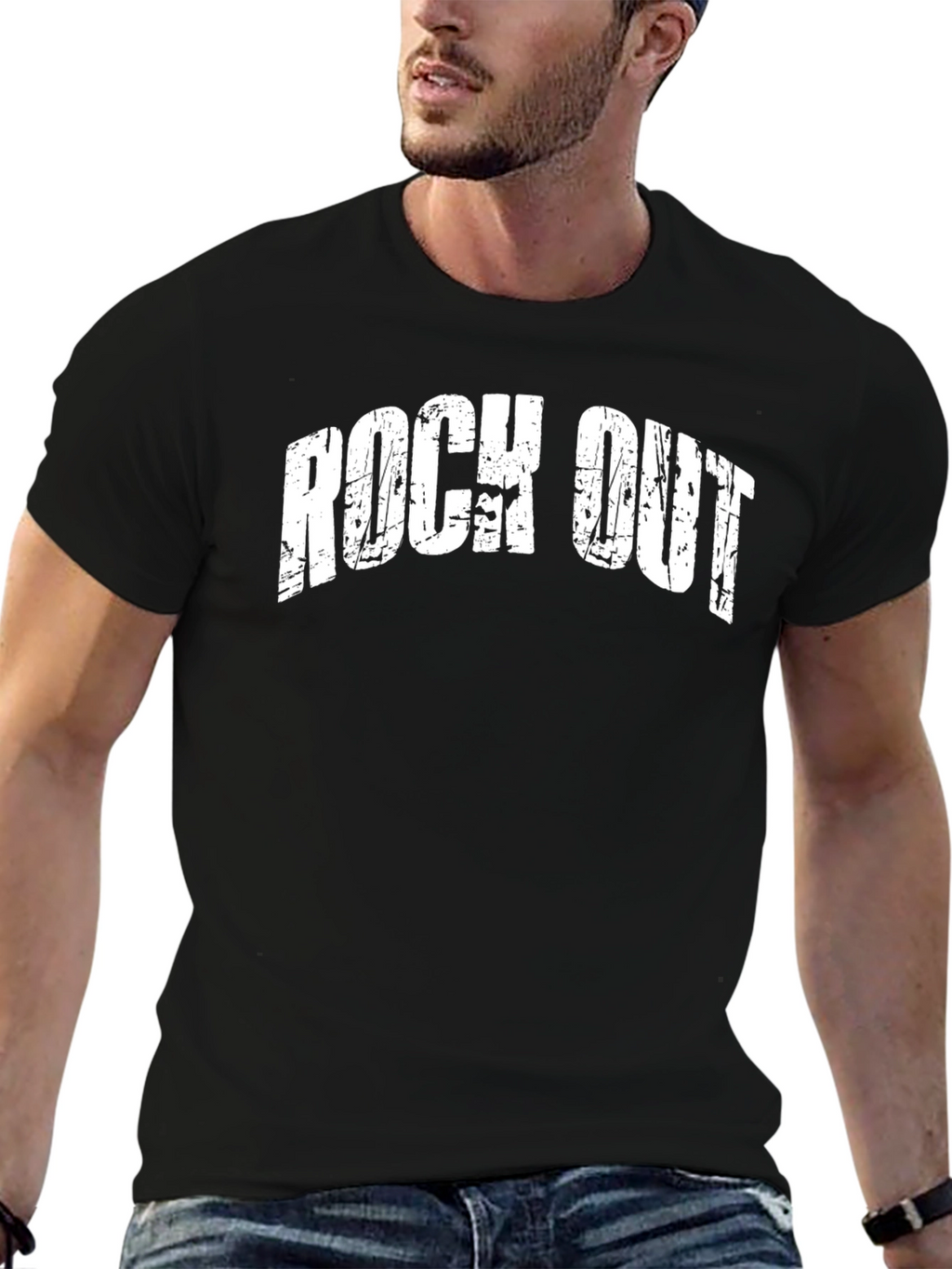 Rock Out Graphic Tee - Black Cotton T-Shirt