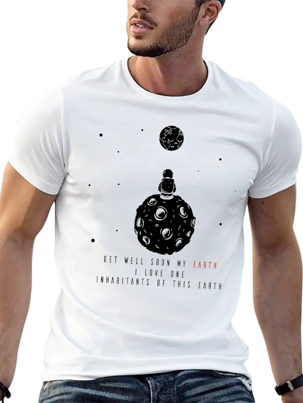 Earth Lover Black T-Shirt - Get Well Soon Message