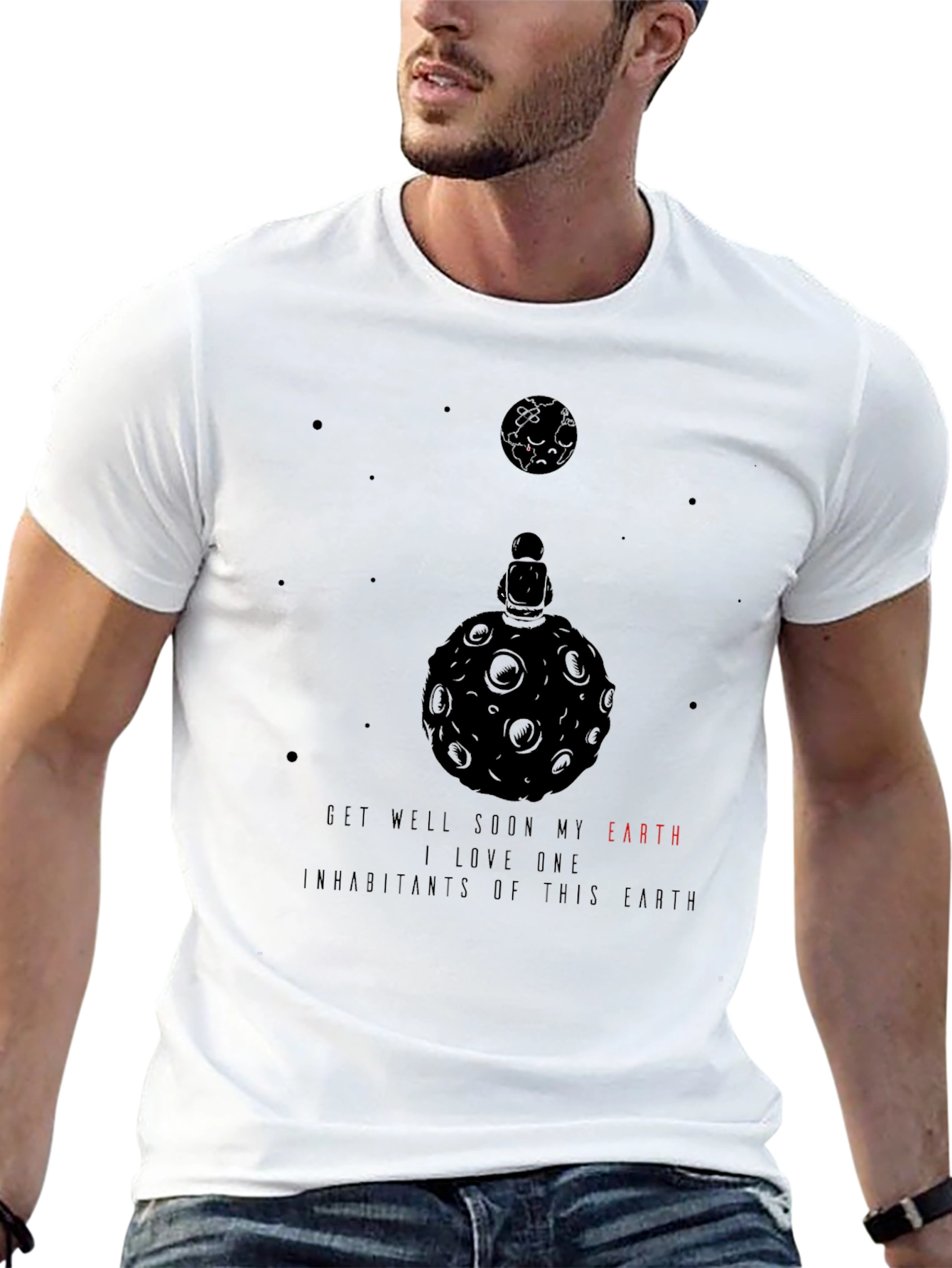 Earth Lover Black T-Shirt - Get Well Soon Message
