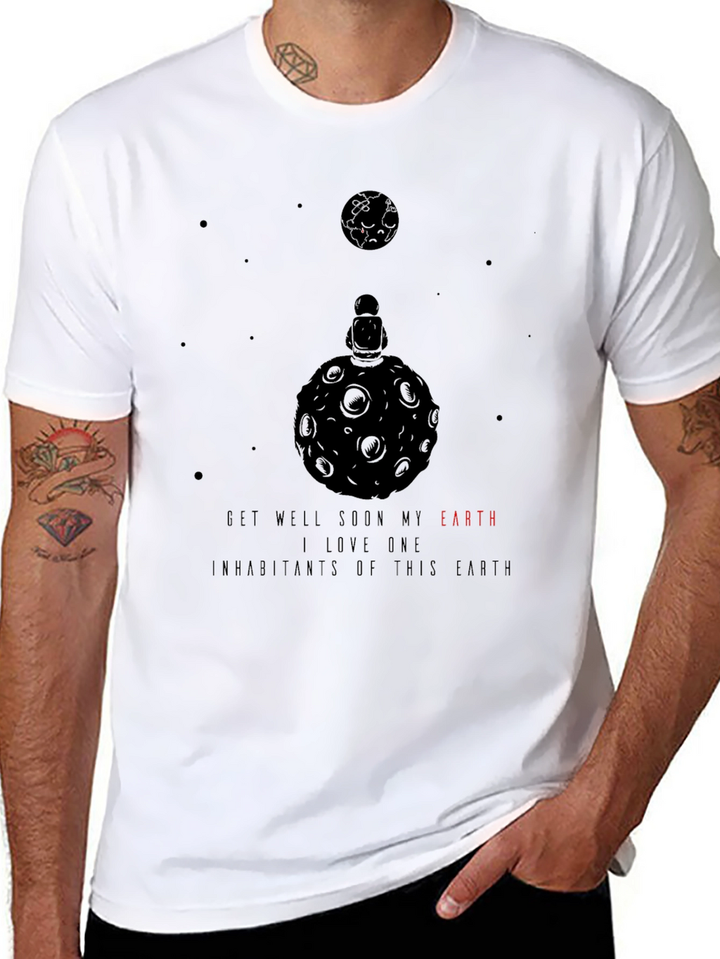 Earth Lover Black T-Shirt - Get Well Soon Message