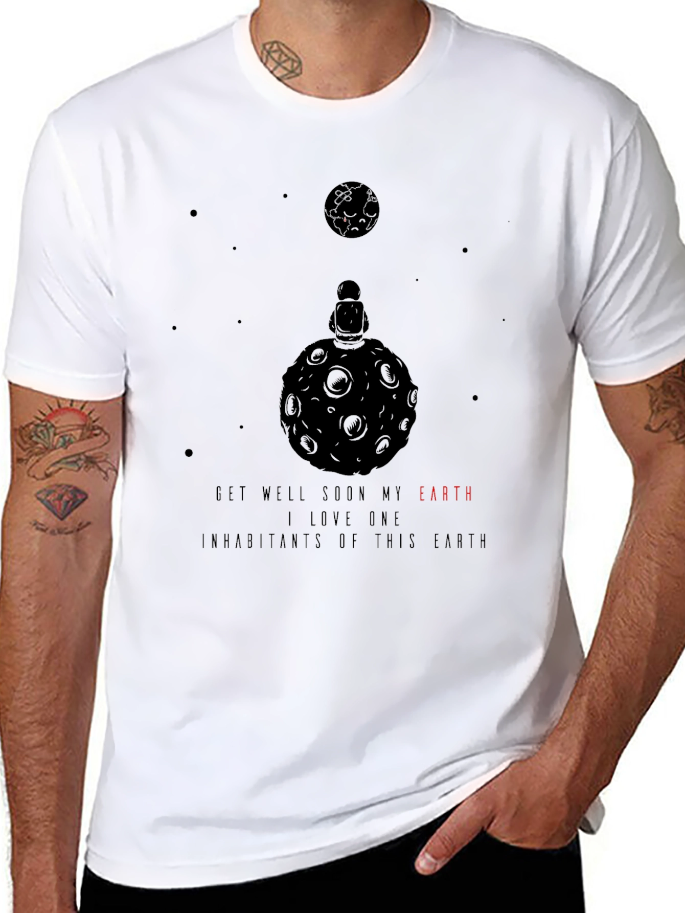 Earth Lover Black T-Shirt - Get Well Soon Message