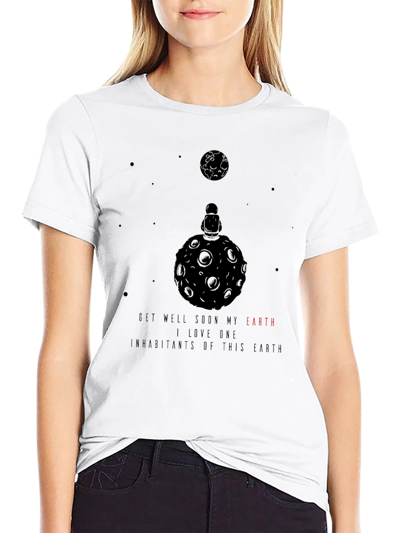 Earth Lover Black T-Shirt - Get Well Soon Message