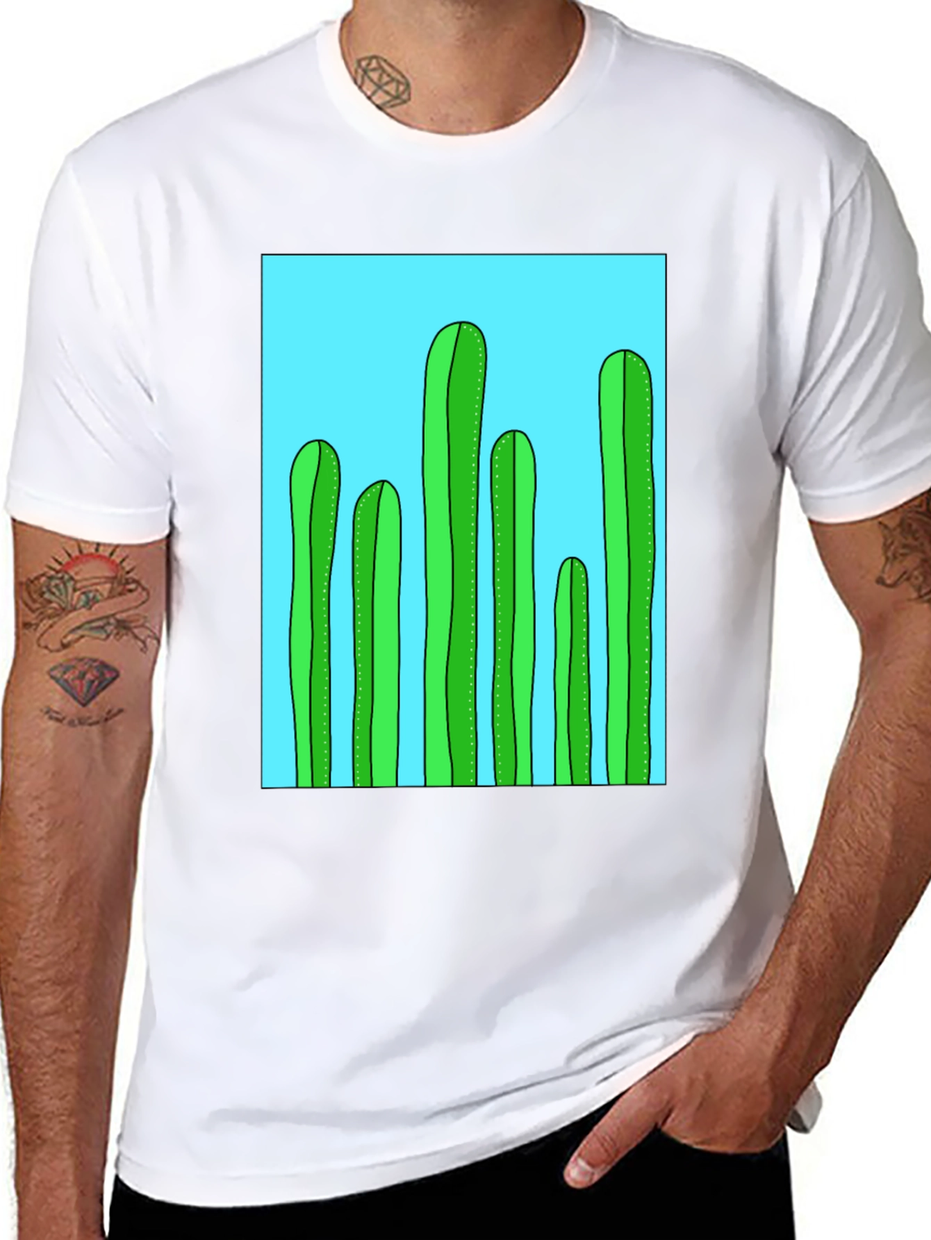 Cactus Graphic Tee - Black Cotton T-Shirt