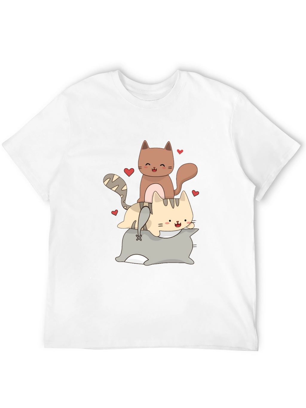 Cute Cats Stacked on Pillow Graphic Tee