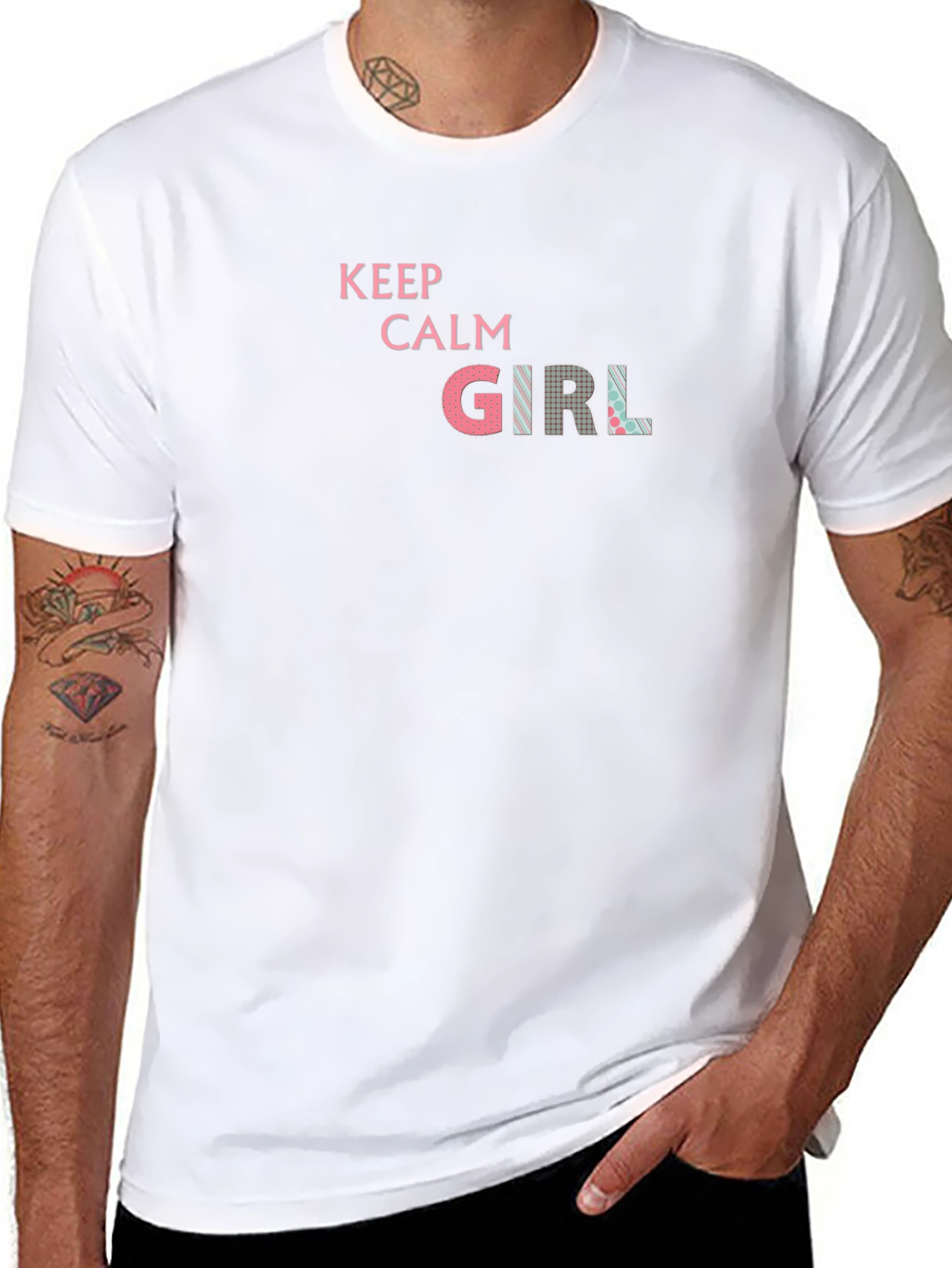 Keep Calm Girl Graphic Print Black T-Shirt