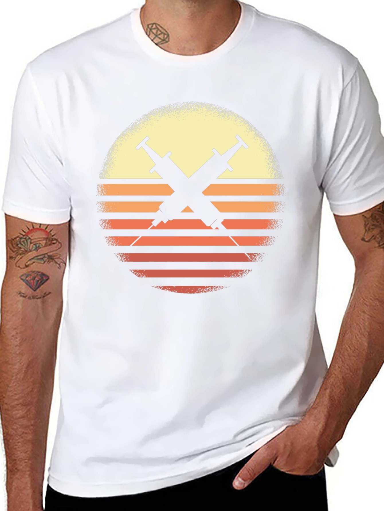 Retro Sunset Syringe Tee - Vaccinate!