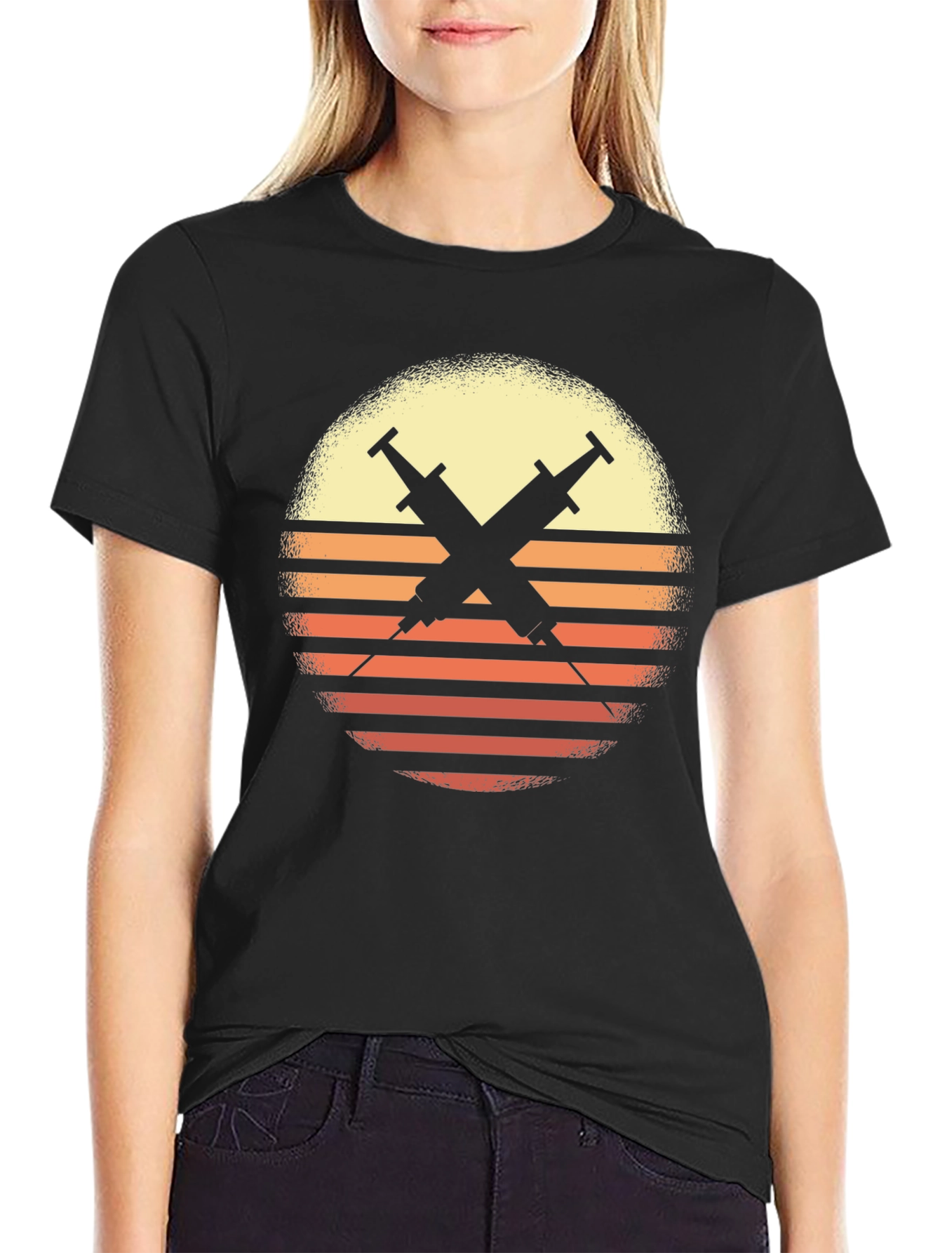 Retro Sunset Syringe Tee - Vaccinate!