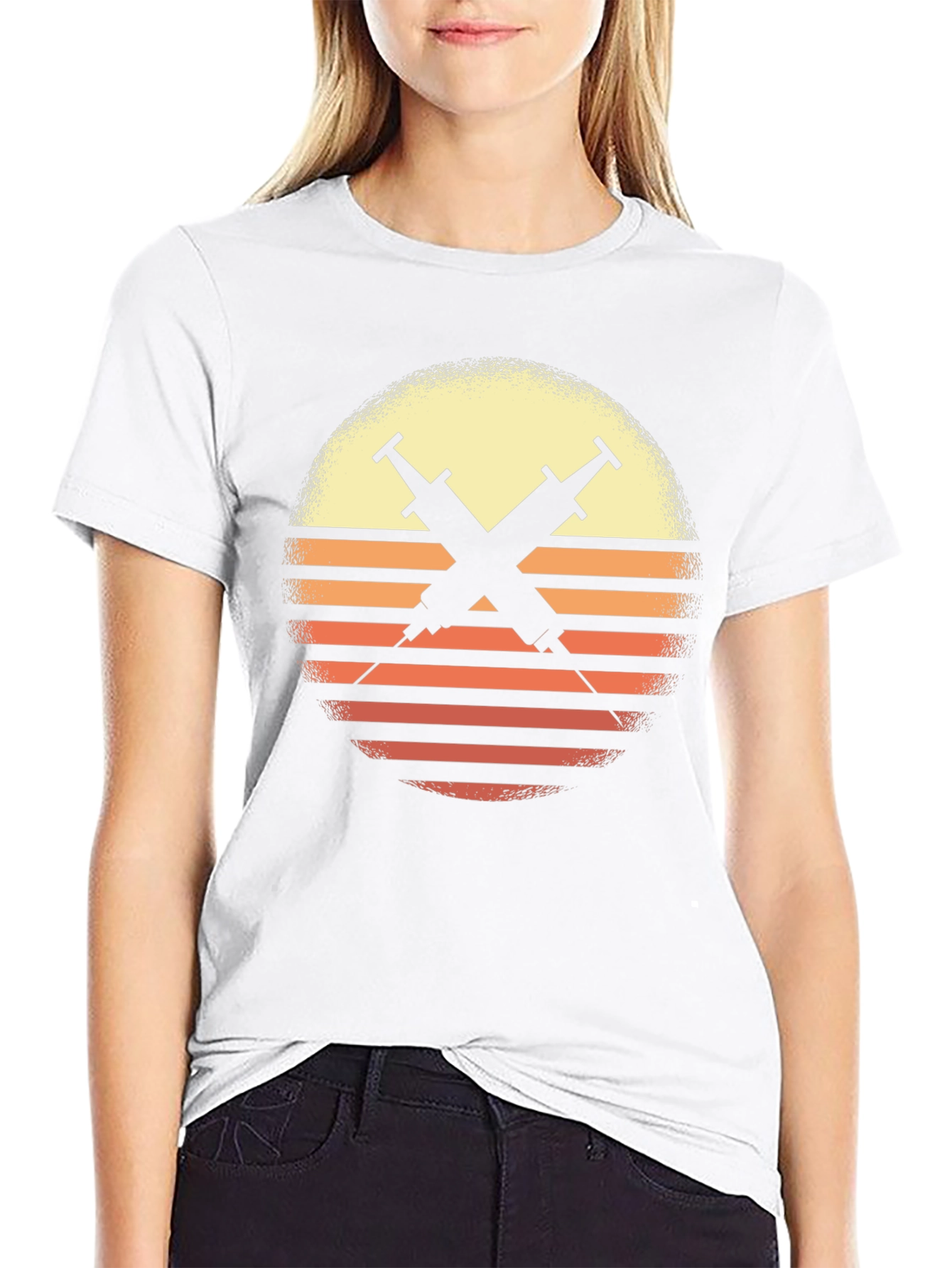 Retro Sunset Syringe Tee - Vaccinate!