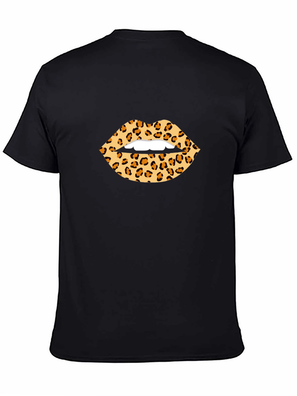 Leopard Print Lips Graphic Tee - Black T-Shirt
