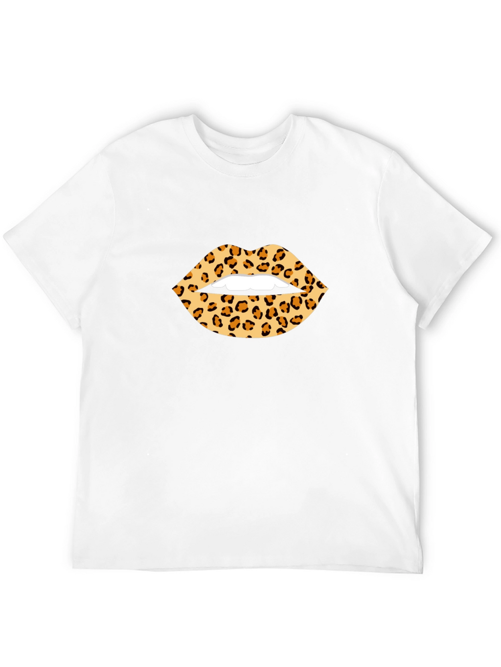 Leopard Print Lips Graphic Tee - Black T-Shirt