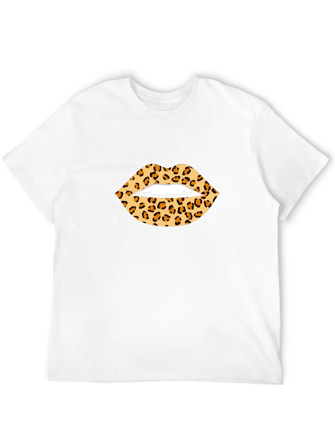 Leopard Print Lips Graphic Tee - Black T-Shirt