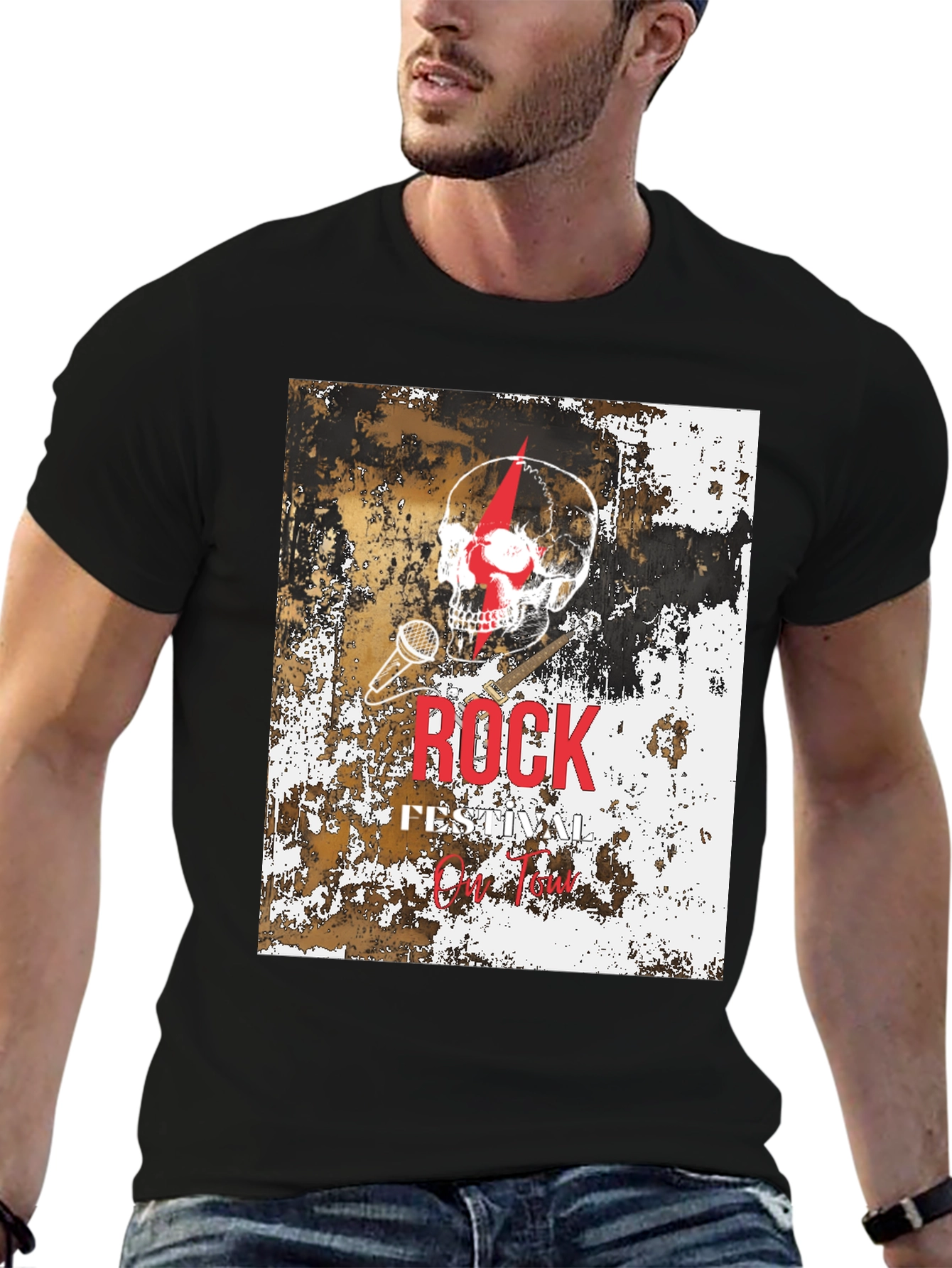 Rock Festival Skull Graphic T-Shirt