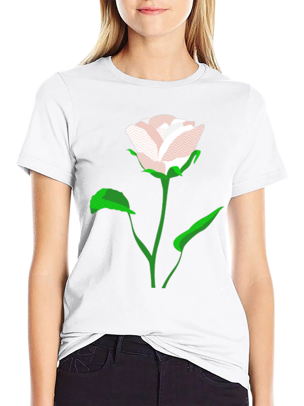 Modern Rose Graphic Black T-Shirt