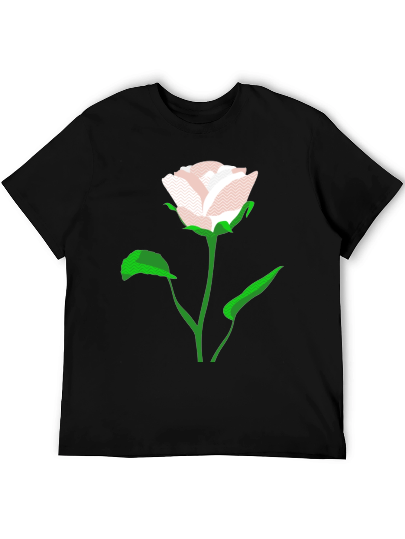 Modern Rose Graphic Black T-Shirt