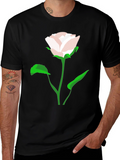 Modern Rose Graphic Black T-Shirt