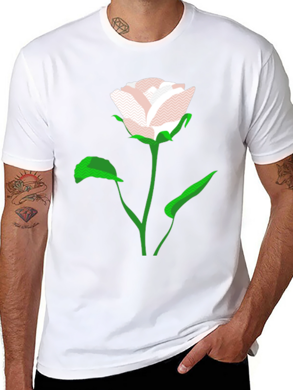 Modern Rose Graphic Black T-Shirt
