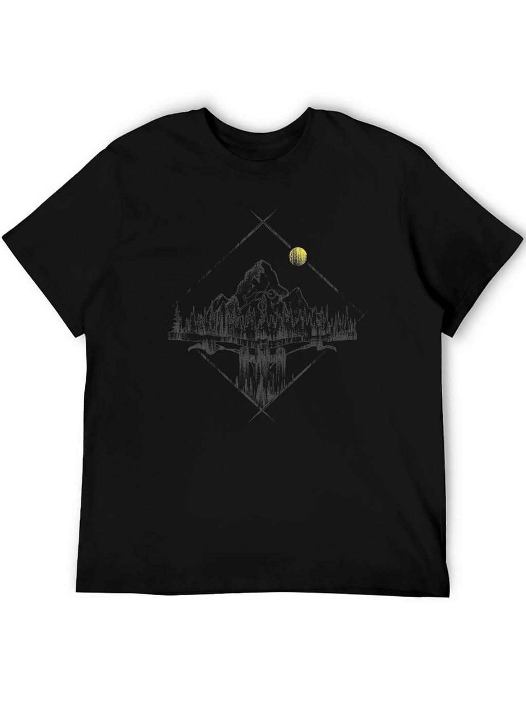 Mens Black Graphic Tee - Lakeside Moon Design