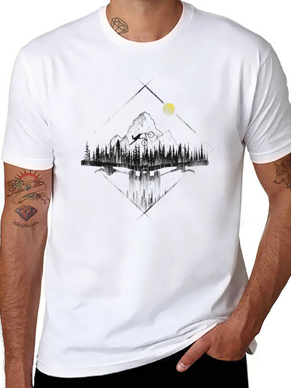 Mens Black Graphic Tee - Lakeside Moon Design
