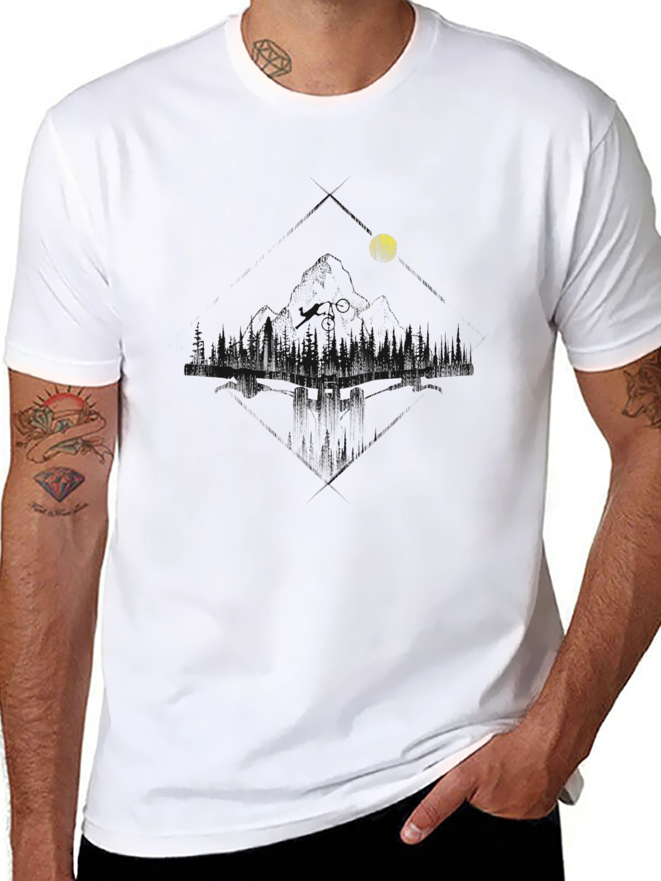 Mens Black Graphic Tee - Lakeside Moon Design