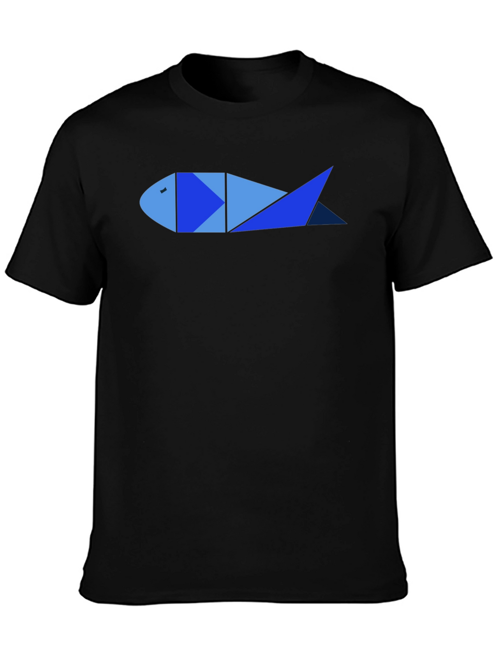Geometric Fish Graphic Tee - Cool Mens Black T-Shirt
