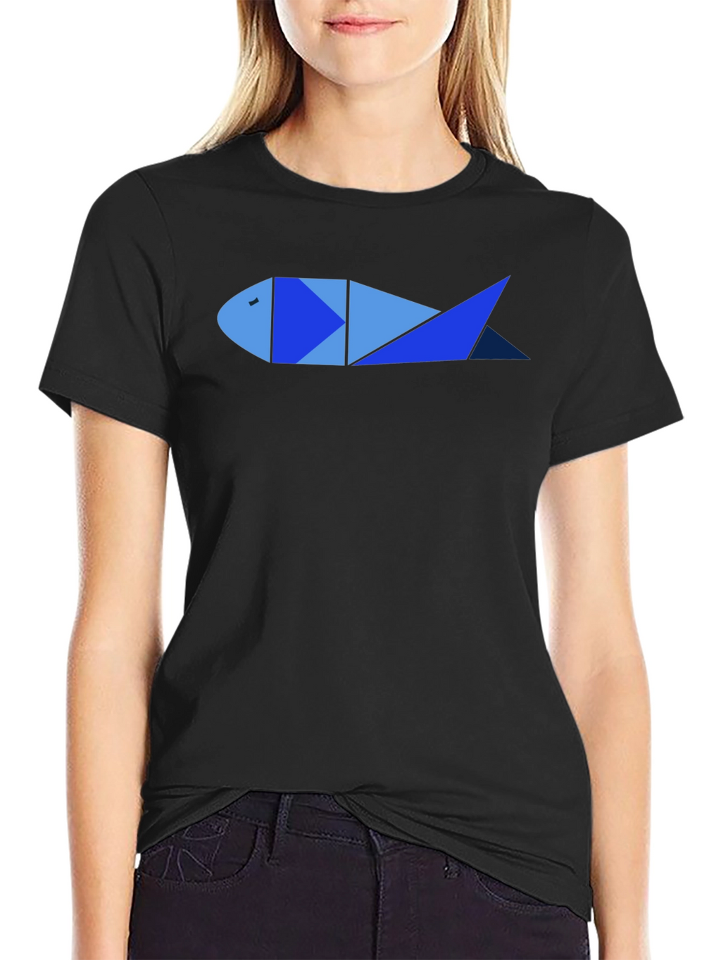 Geometric Fish Graphic Tee - Cool Mens Black T-Shirt