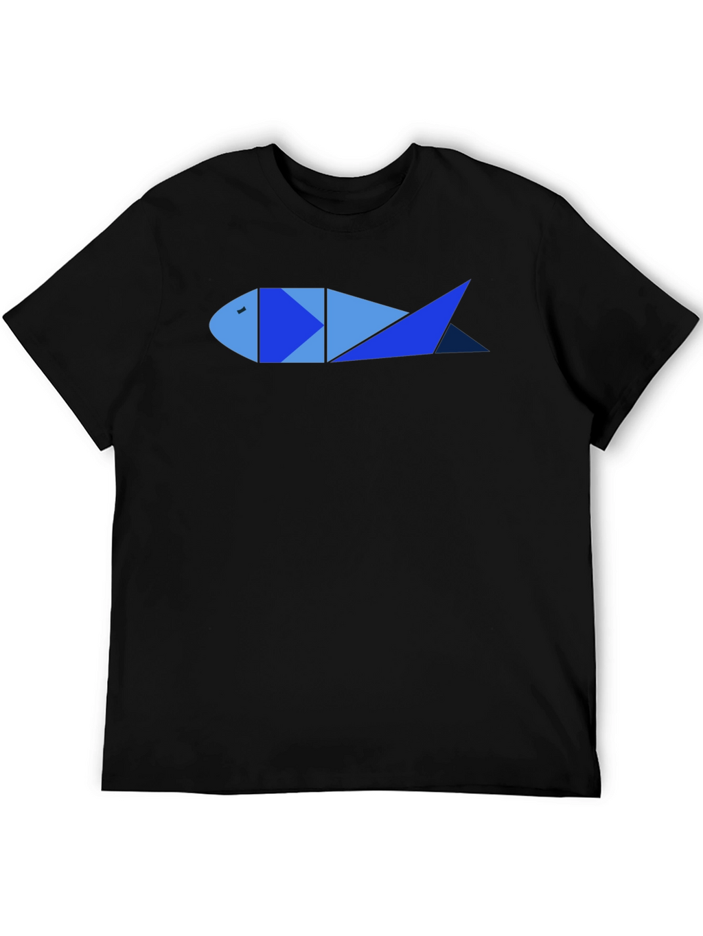 Geometric Fish Graphic Tee - Cool Mens Black T-Shirt