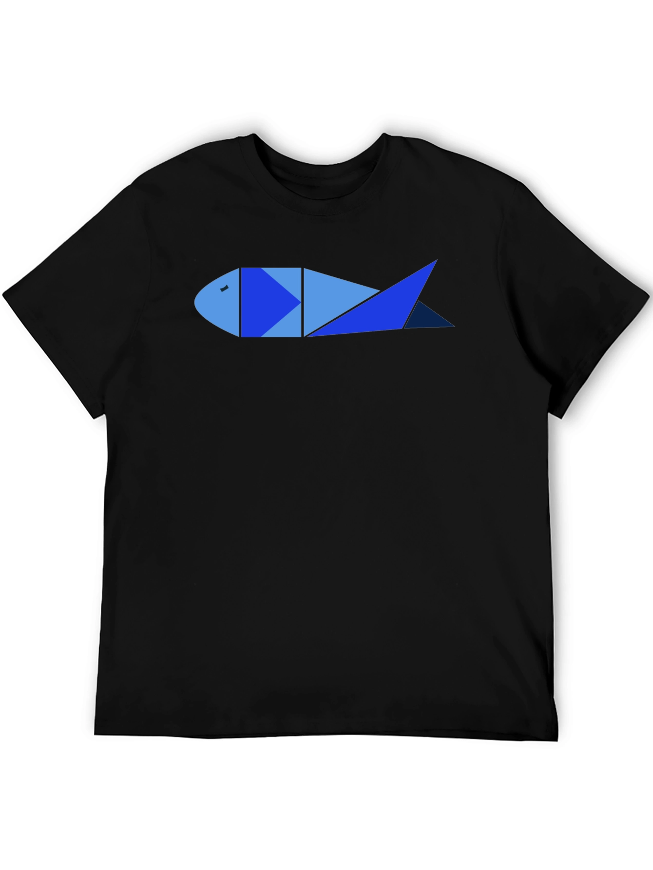 Geometric Fish Graphic Tee - Cool Mens Black T-Shirt