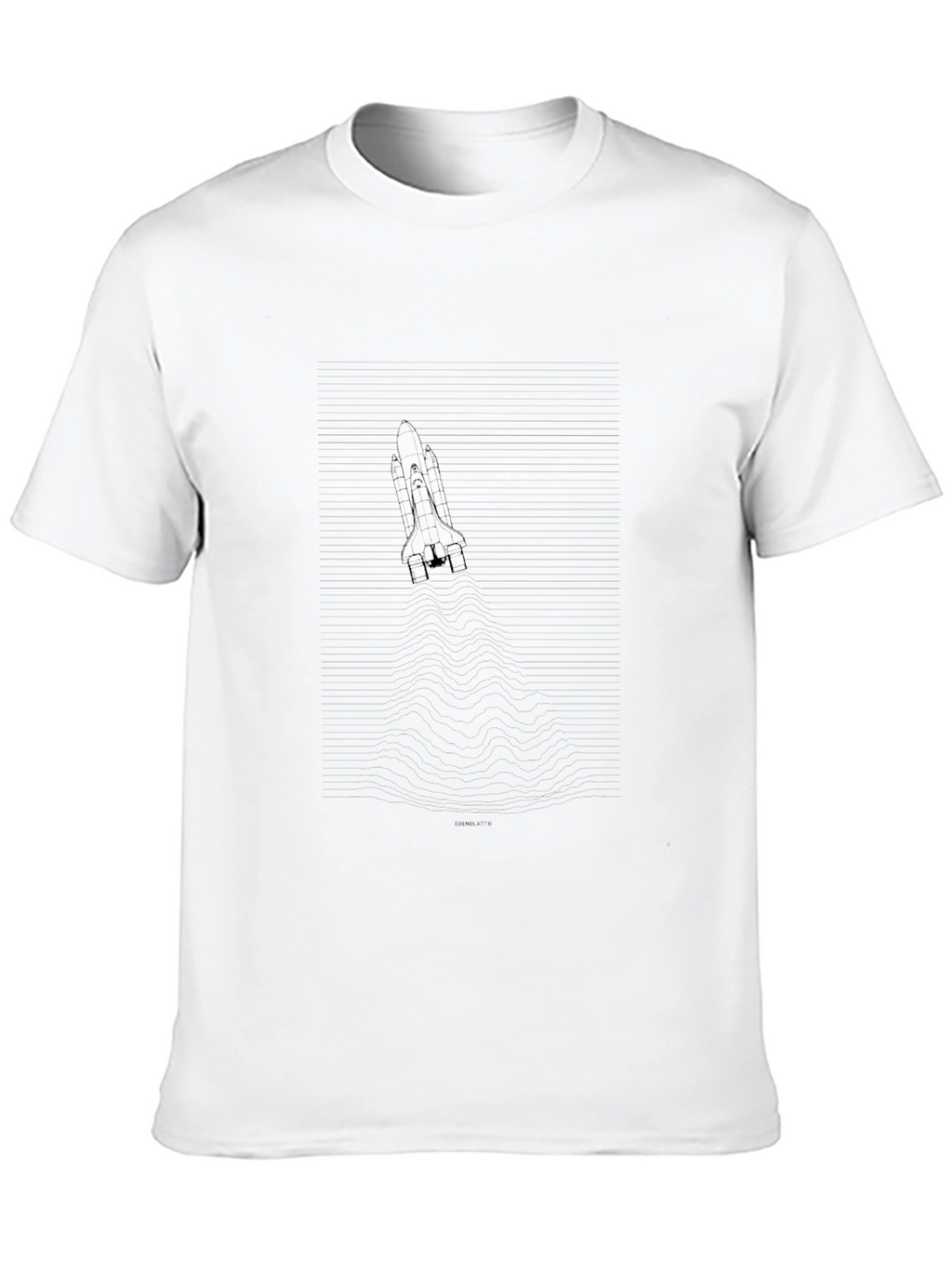 Mens Black Graphic Tee - Rocket Shuttle Design