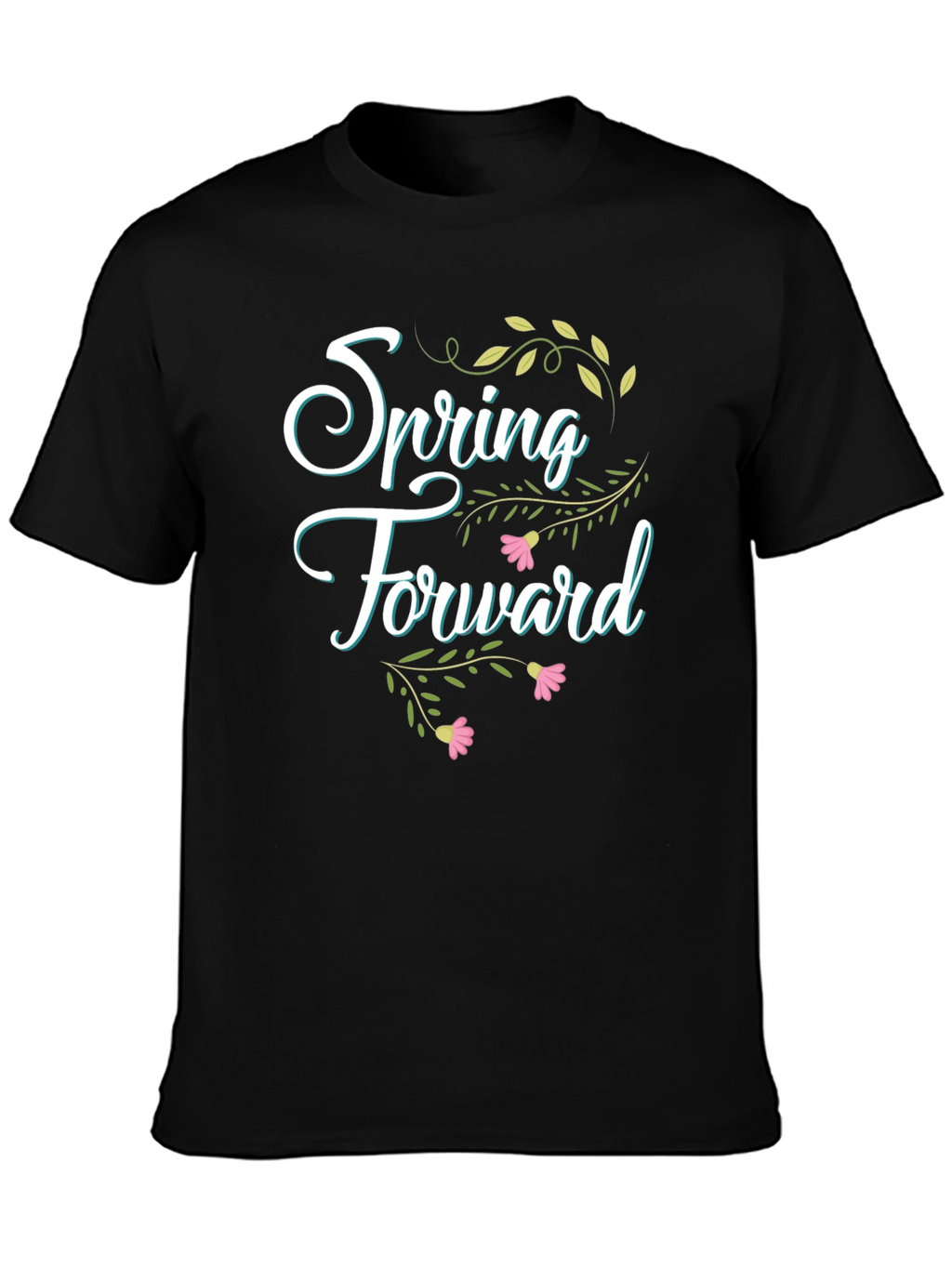 Spring Forward Graphic Tee - Black Cotton