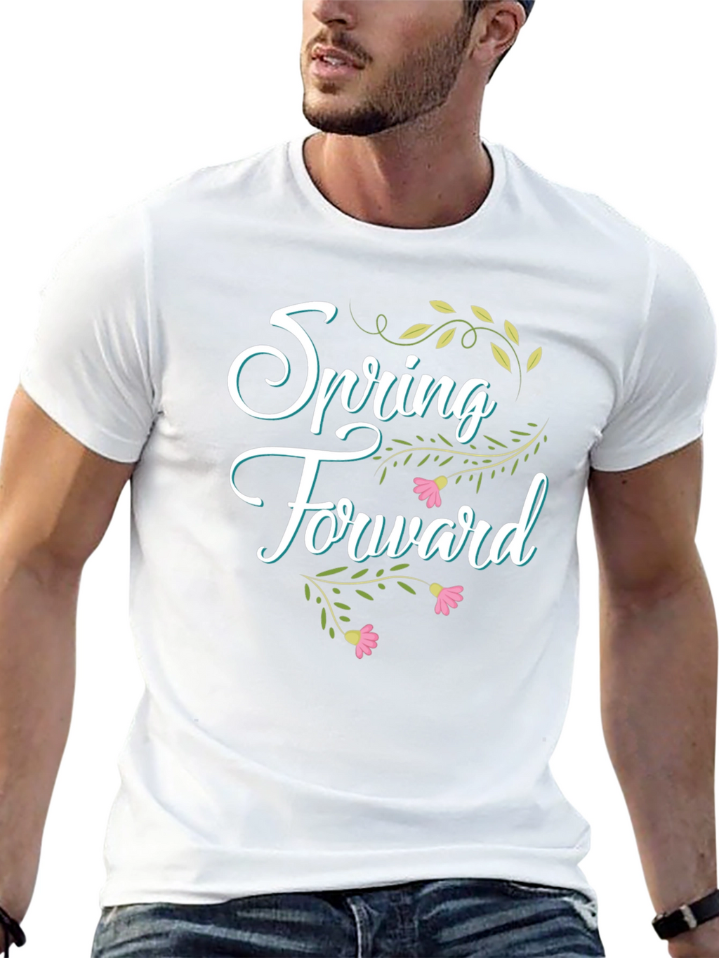 Spring Forward Graphic Tee - Black Cotton
