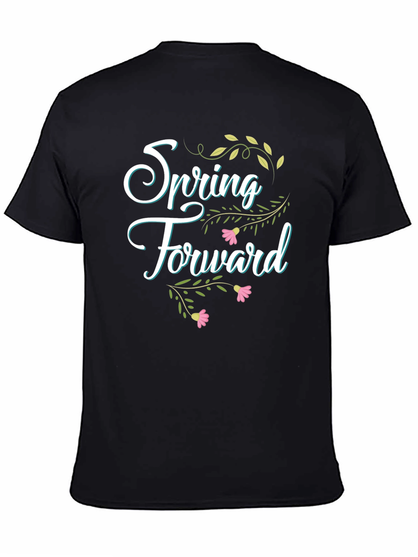 Spring Forward Graphic Tee - Black Cotton