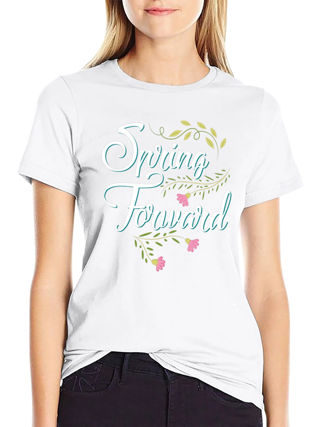 Spring Forward Graphic Tee - Black Cotton