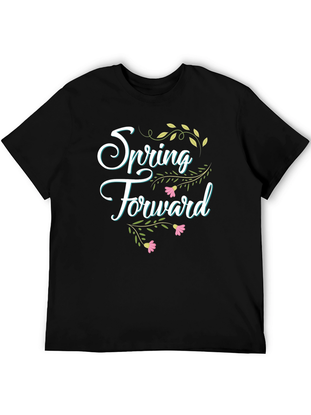 Spring Forward Graphic Tee - Black Cotton