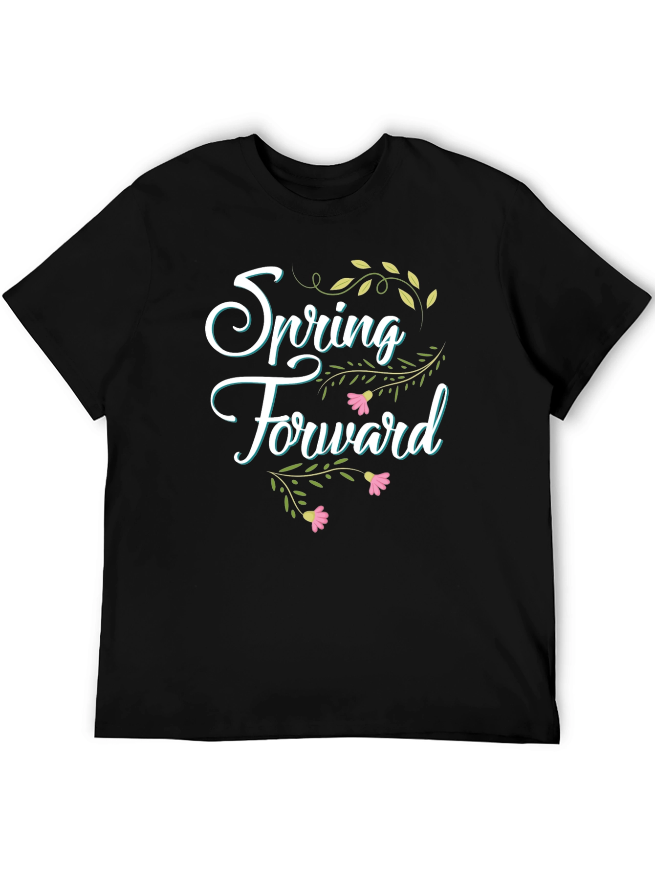 Spring Forward Graphic Tee - Black Cotton