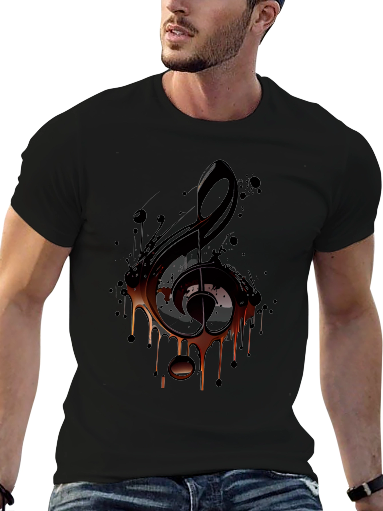 Musical Note Graphic Tee - Black