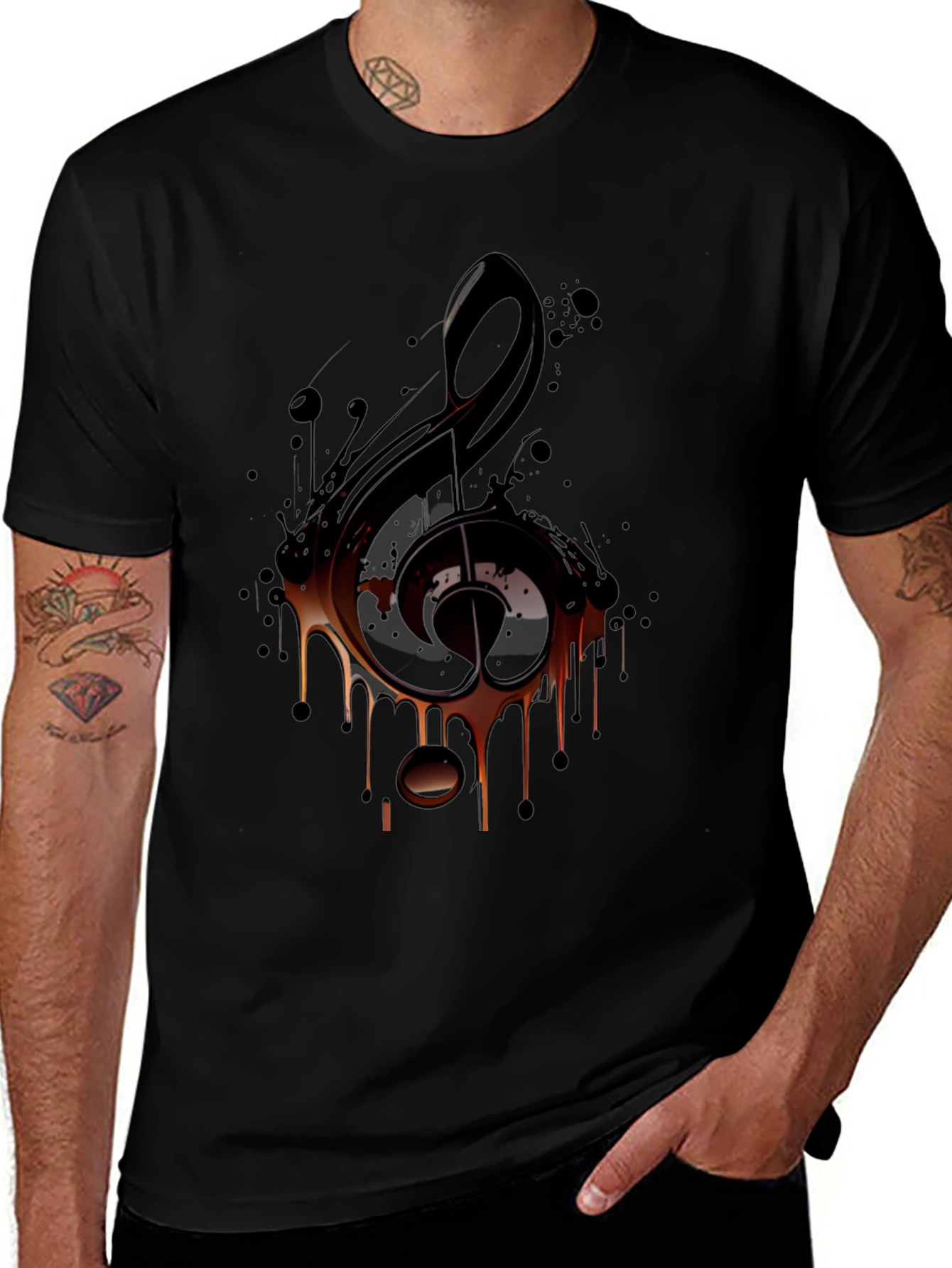 Musical Note Graphic Tee - Black
