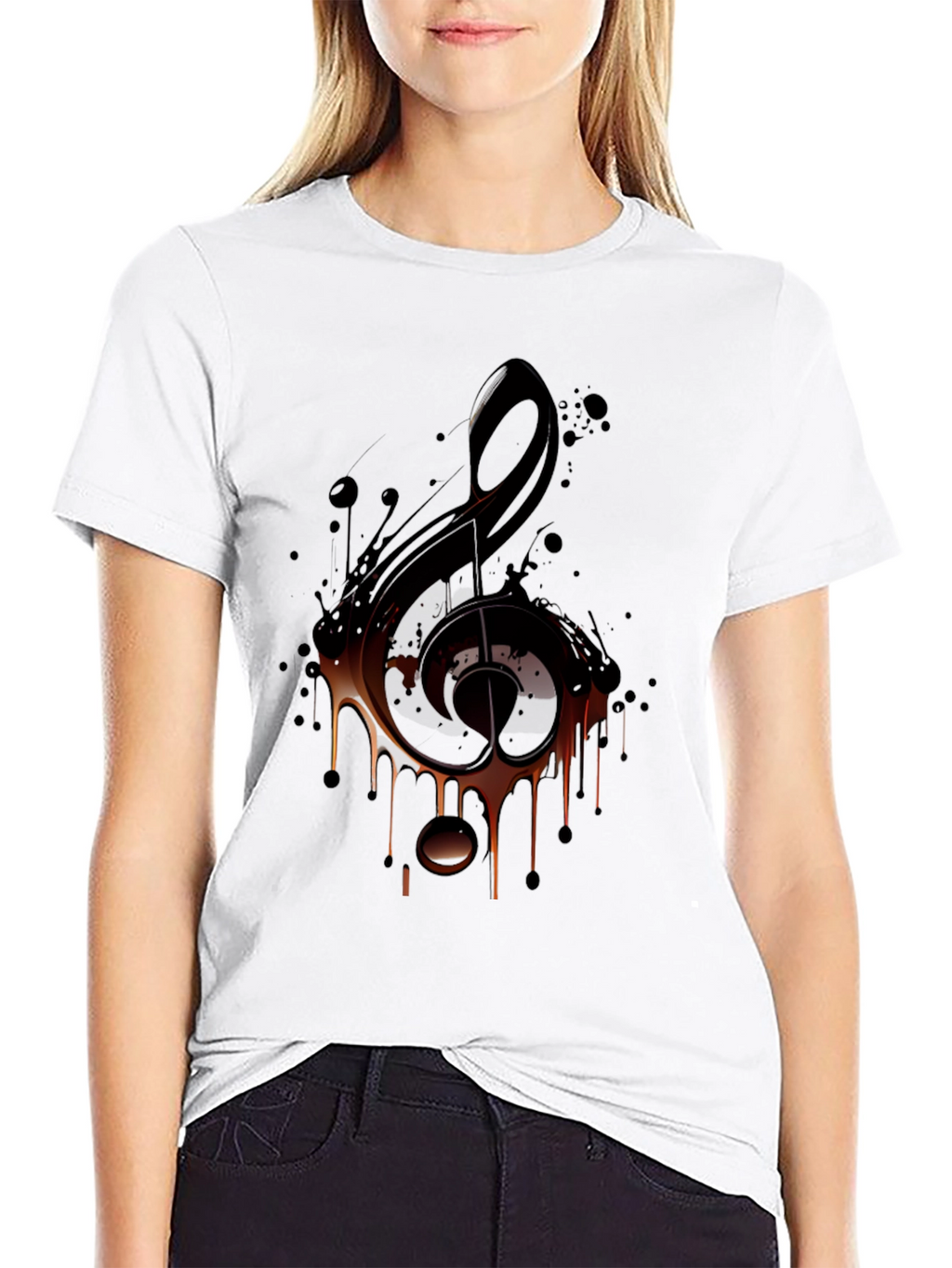 Musical Note Graphic Tee - Black