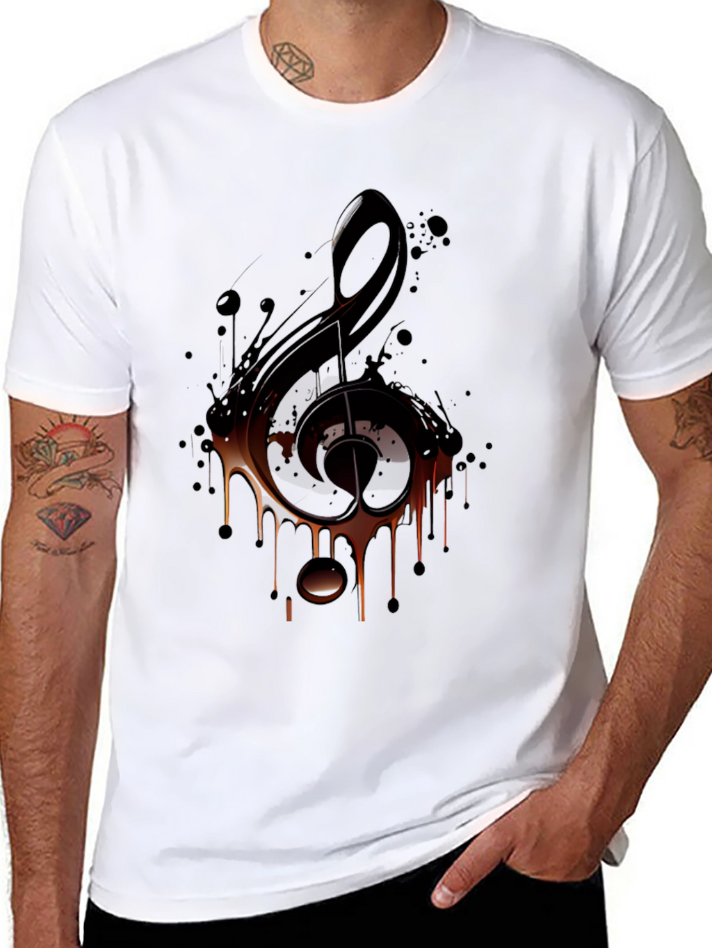 Musical Note Graphic Tee - Black