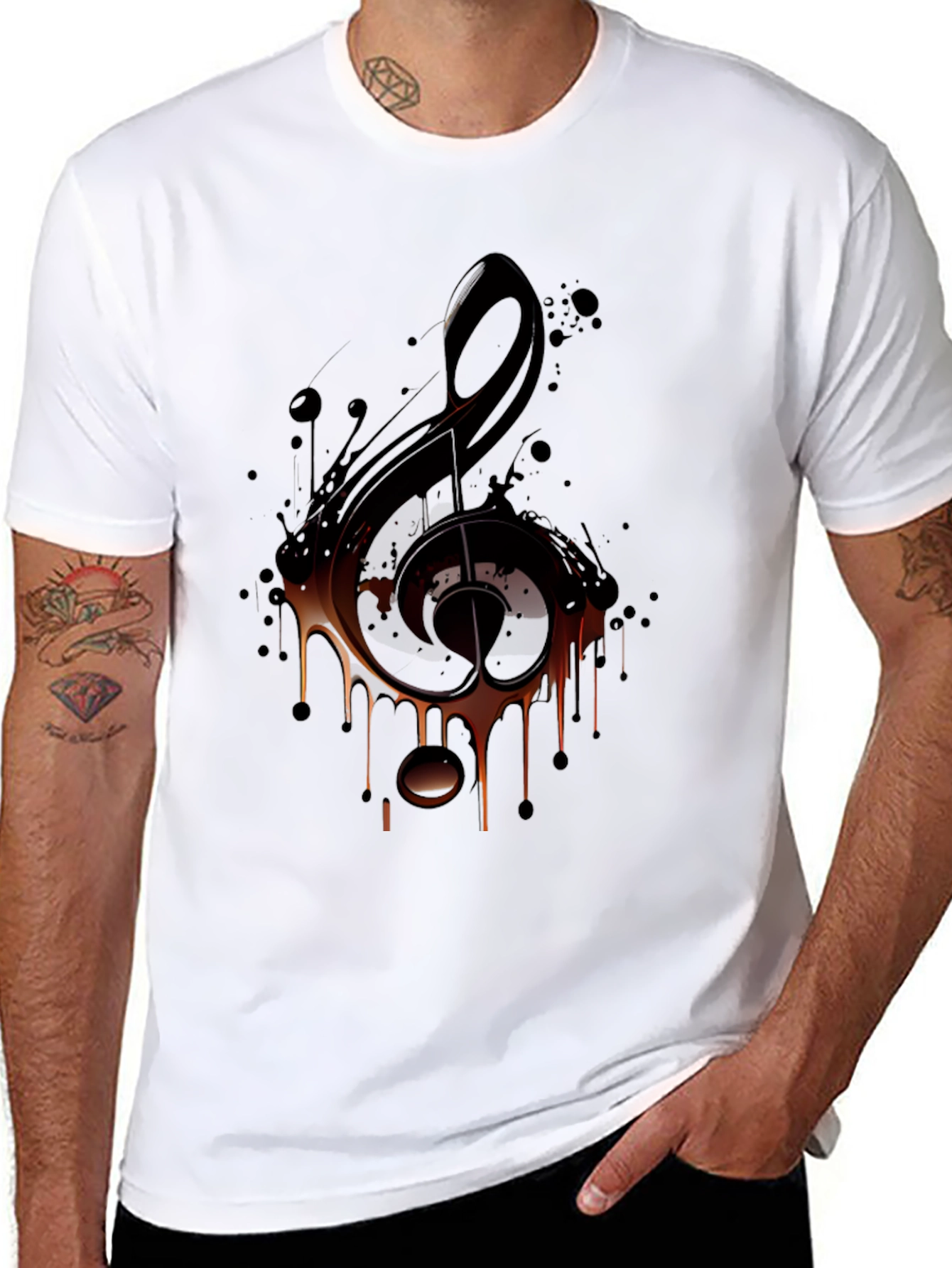 Musical Note Graphic Tee - Black