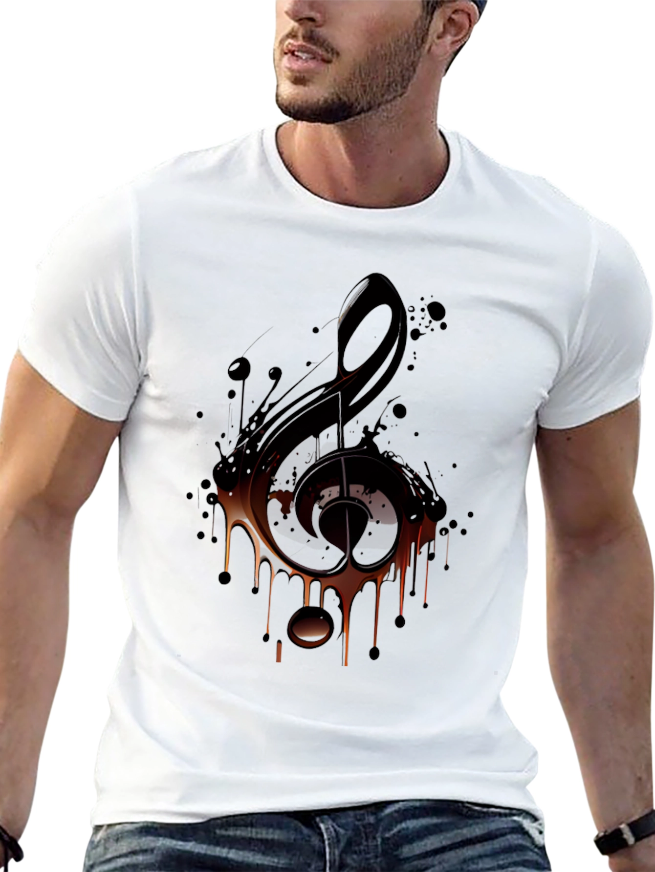 Musical Note Graphic Tee - Black