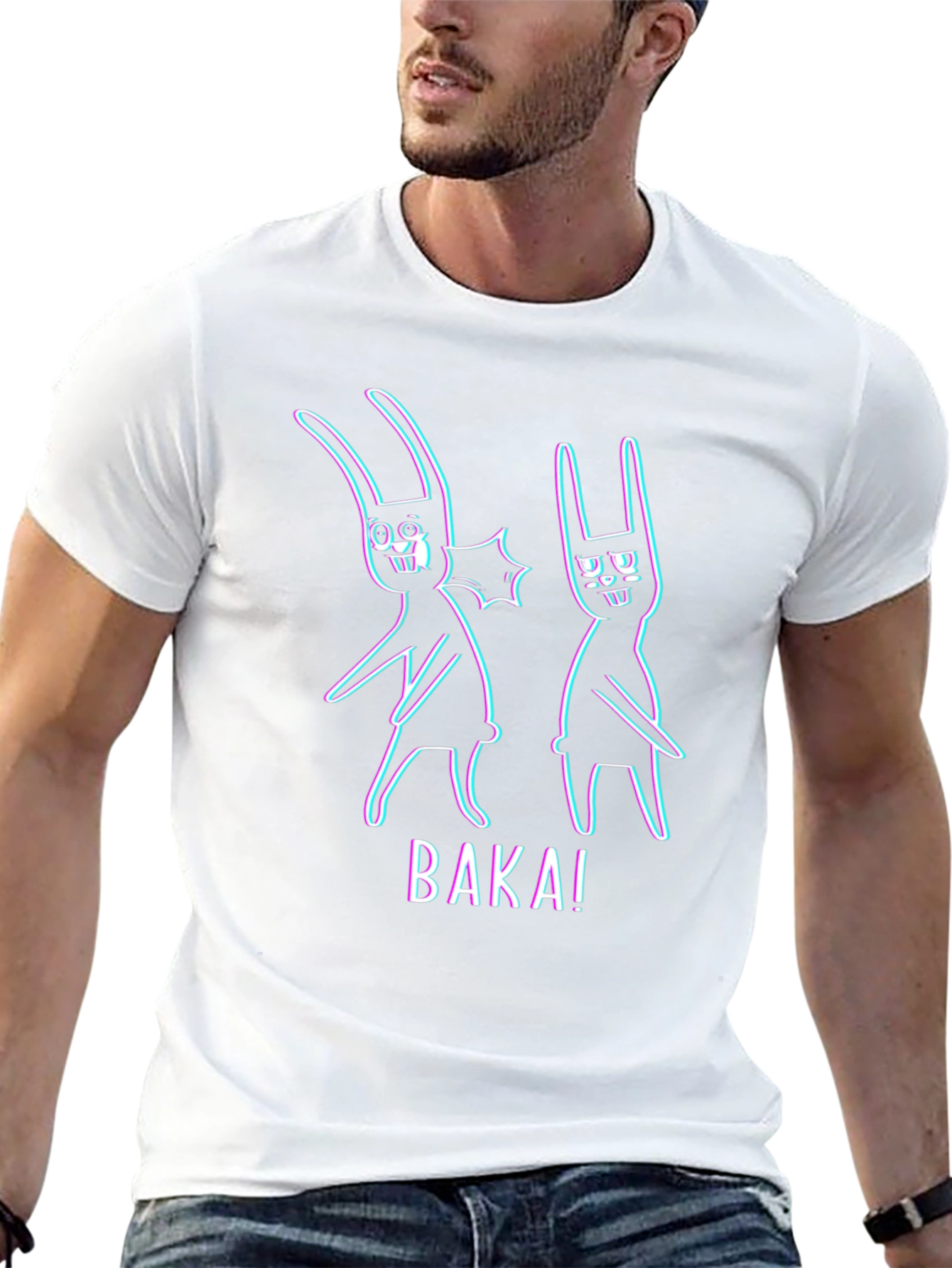 Baka! Anime Bunny Graphic Tee - Black