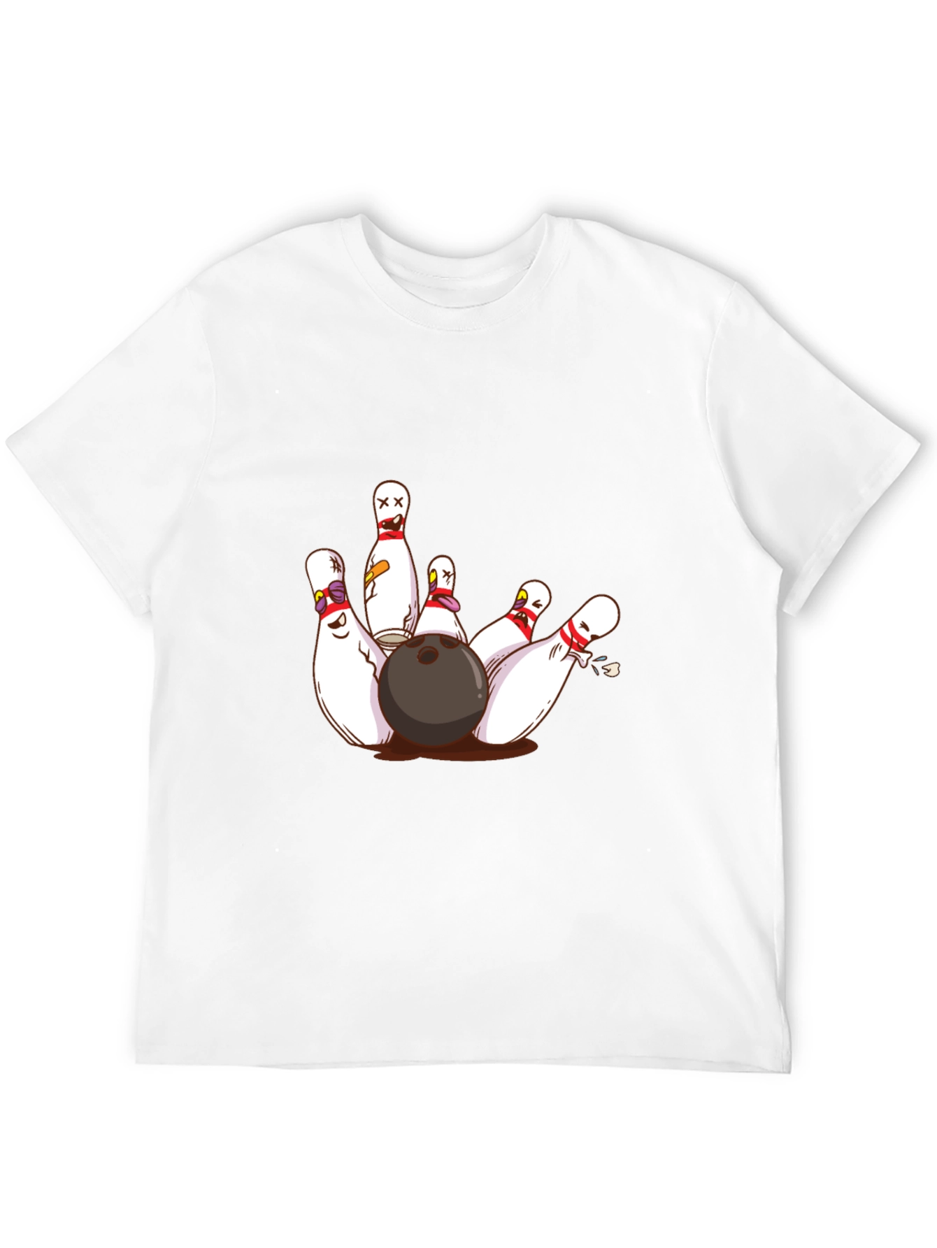 Bowling Strike Graphic Tee - Funny Cartoon Pins
