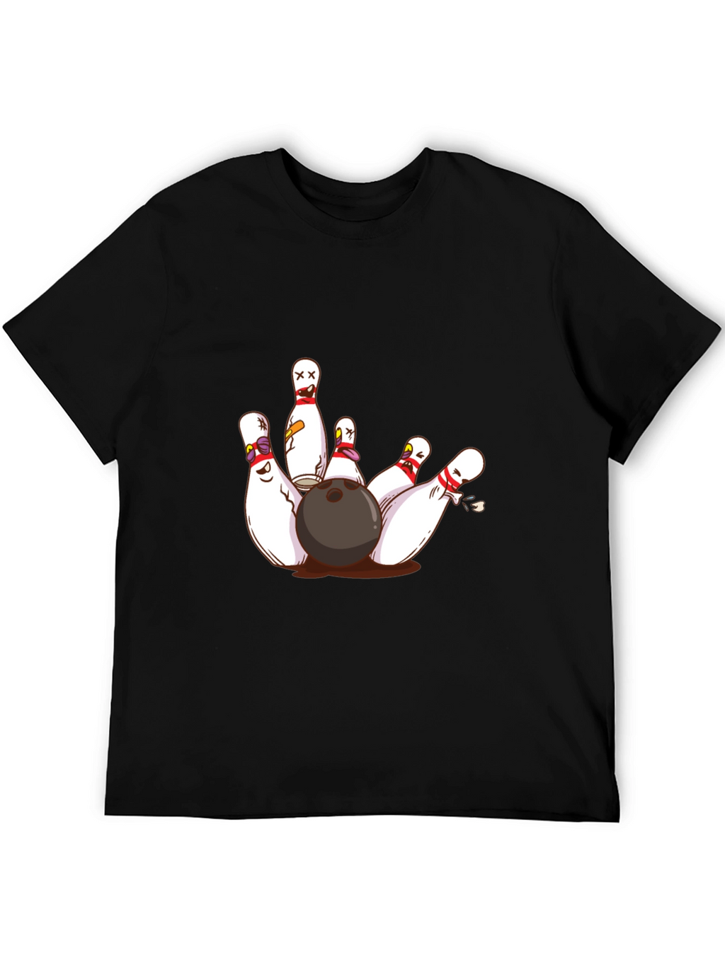 Bowling Strike Graphic Tee - Funny Cartoon Pins